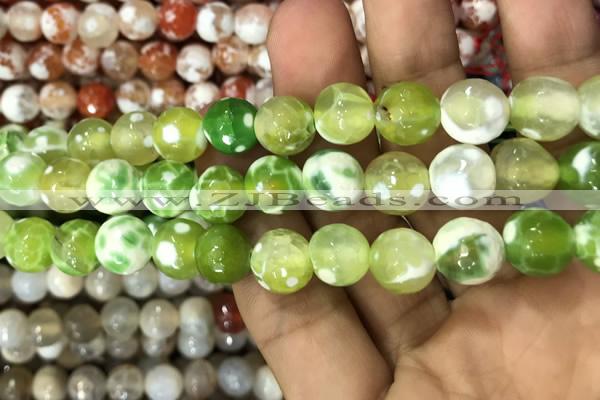 CAA3079 15 inches 10mm faceted round fire crackle agate beads wholesale