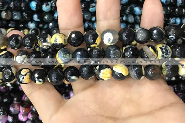 CAA3089 15 inches 10mm faceted round fire crackle agate beads wholesale