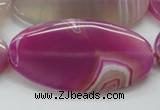 CAA313 15.5 inches 30*60mm oval fuchsia line agate beads