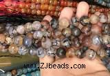 CAA3130 15 inches 12mm faceted round fire crackle agate beads wholesale