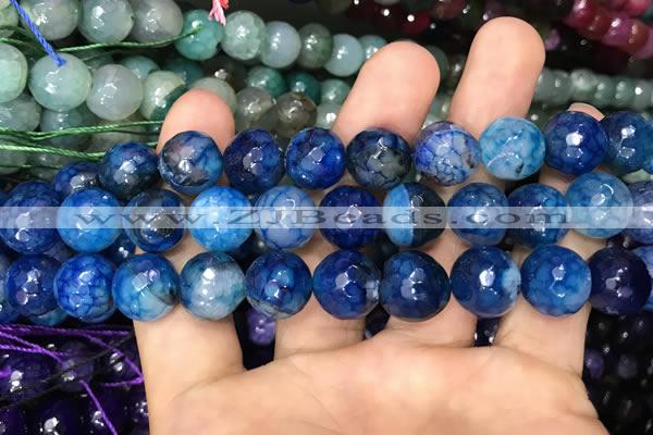 CAA3133 15 inches 12mm faceted round fire crackle agate beads wholesale