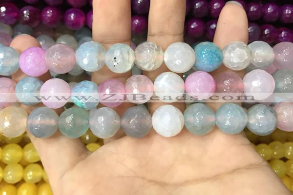 CAA3139 15 inches 12mm faceted round fire crackle agate beads wholesale