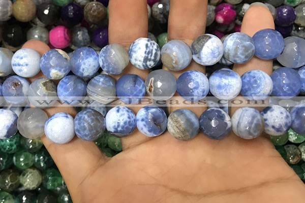 CAA3145 15 inches 12mm faceted round fire crackle agate beads wholesale