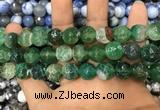 CAA3146 15 inches 12mm faceted round fire crackle agate beads wholesale