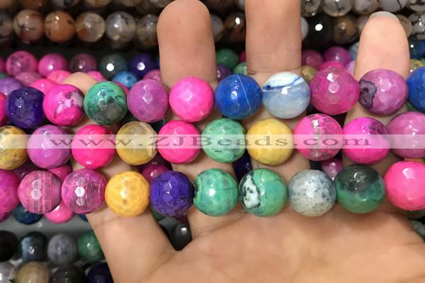 CAA3150 15 inches 12mm faceted round fire crackle agate beads wholesale