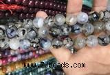 CAA3151 15 inches 12mm faceted round fire crackle agate beads wholesale