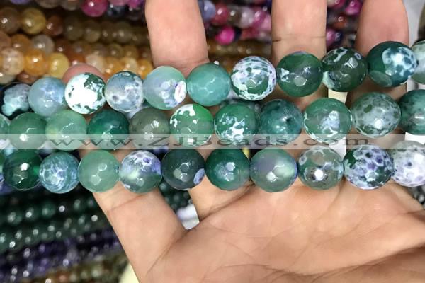 CAA3155 15 inches 12mm faceted round fire crackle agate beads wholesale