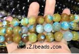 CAA3157 15 inches 12mm faceted round fire crackle agate beads wholesale