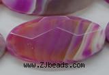 CAA317 15.5 inches 30*60mm faceted oval fuchsia line agate beads