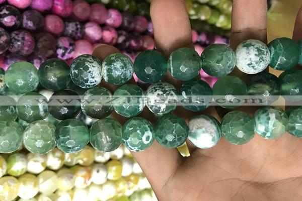 CAA3184 15 inches 14mm faceted round fire crackle agate beads wholesale