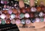 CAA3187 15 inches 14mm faceted round fire crackle agate beads wholesale