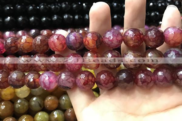 CAA3197 15 inches 14mm faceted round fire crackle agate beads wholesale