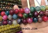 CAA3198 15 inches 14mm faceted round fire crackle agate beads wholesale