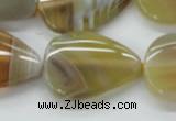 CAA320 15.5 inches 22*32mm flat teardrop yellow line agate beads