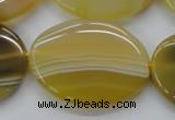 CAA321 15.5 inches 30*40mm oval yellow line agate beads