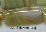 CAA323 15.5 inches 24*50mm rectangle yellow line agate beads