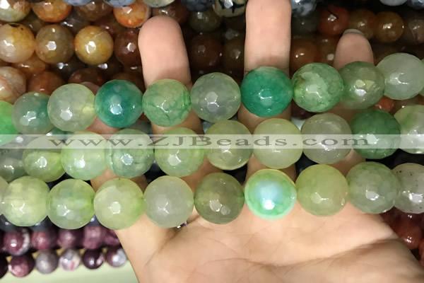 CAA3239 15 inches 16mm faceted round fire crackle agate beads wholesale