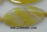 CAA325 15.5 inches 25*50mm faceted marquise yellow line agate beads