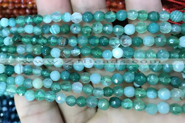CAA3255 15 inches 4mm faceted round line agate beads wholesale