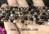 CAA3256 15 inches 4mm faceted round line agate beads wholesale