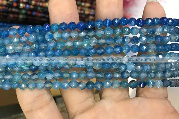 CAA3267 15 inches 4mm faceted round agate beads wholesale