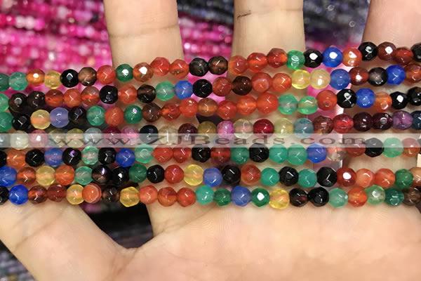 CAA3272 15 inches 4mm faceted round agate beads wholesale