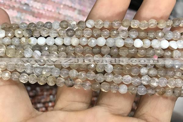 CAA3274 15 inches 4mm faceted round agate beads wholesale