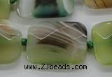 CAA336 15.5 inches 22*30mm faceted rectangle green line agate beads