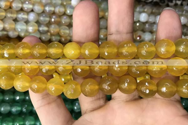 CAA3365 15 inches 10mm faceted round agate beads wholesale