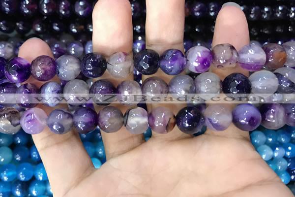 CAA3366 15 inches 10mm faceted round agate beads wholesale