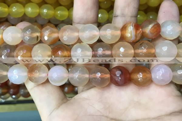 CAA3396 15 inches 12mm faceted round agate beads wholesale