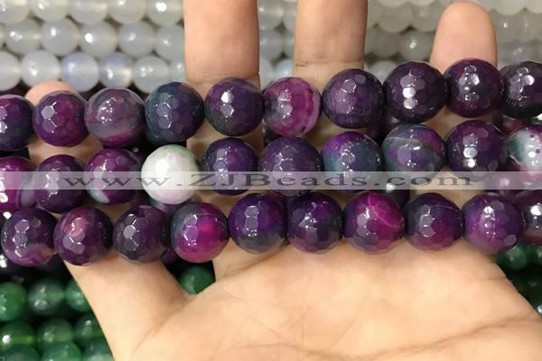 CAA3403 15 inches 12mm faceted round agate beads wholesale