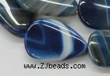 CAA342 15.5 inches 22*30mm flat teardrop blue line agate beads