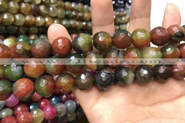 CAA3432 15 inches 14mm faceted round agate beads wholesale