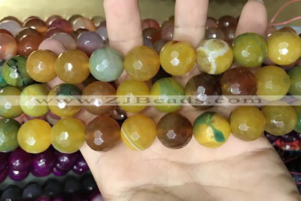 CAA3450 15 inches 16mm faceted round agate beads wholesale
