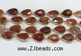 CAA3528 7.5 inches 13*18mm faceted flat teardrop fire agate beads