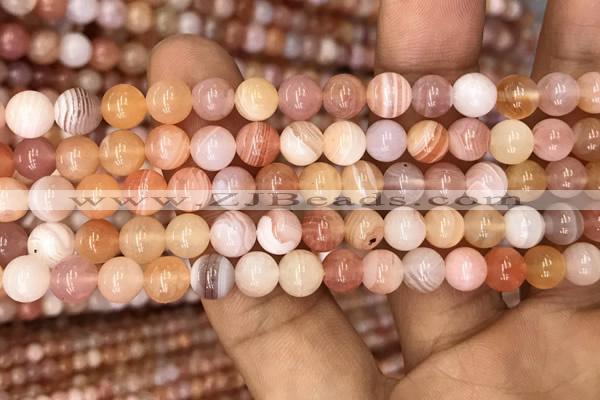 CAA3532 15.5 inches 6mm round pink botswana agate beads