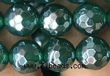 CAA3544 15.5 inches 8mm faceted round AB-color green agate beads