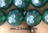 CAA3545 15.5 inches 10mm faceted round AB-color green agate beads
