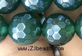 CAA3546 15.5 inches 12mm faceted round AB-color green agate beads