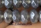 CAA3571 15.5 inches 5*8mm faceted rondelle AB-color grey agate beads