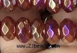 CAA3572 15.5 inches 5*8mm faceted rondelle AB-color red agate beads