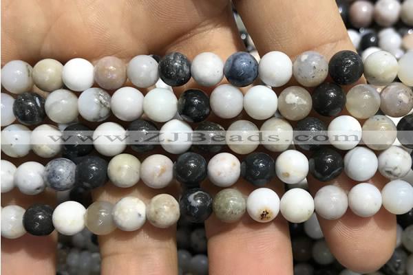 CAA3576 15.5 inches 6mm round parral dendrite agate beads