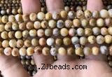 CAA3602 15.5 inches 6mm round yellow crazy lace agate beads