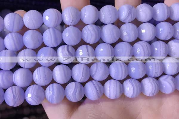 CAA3608 15.5 inches 10mm faceted round blue lace agate beads