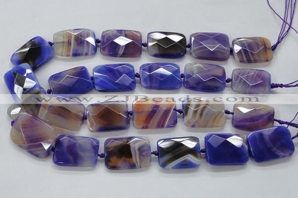 CAA362 15.5 inches 25*30mm faceted rectangle violet line agate beads