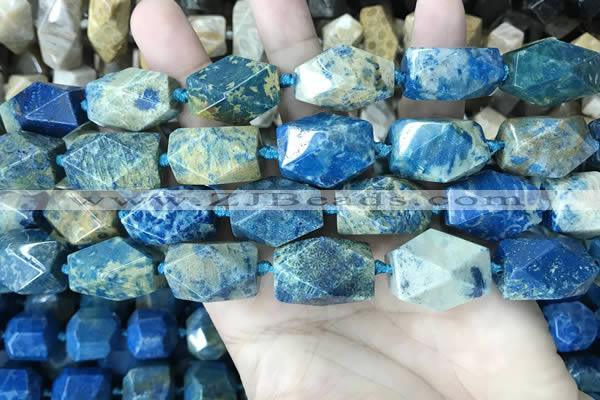 CAA3713 15*22mm - 16*25mm faceted nuggets chrysanthemum agate beads