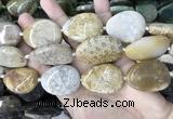 CAA3724 25*35mm - 30*40mm freeform chrysanthemum agate beads