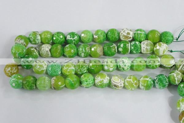 CAA374 15.5 inches 16mm faceted round fire crackle agate beads