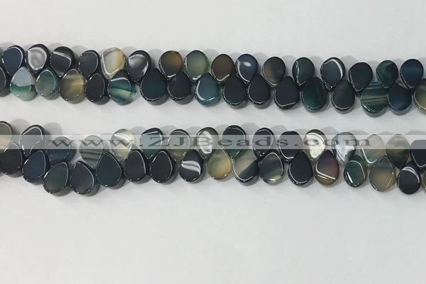 CAA3756 Top drilled 5*8mm flat teardrop line agate beads